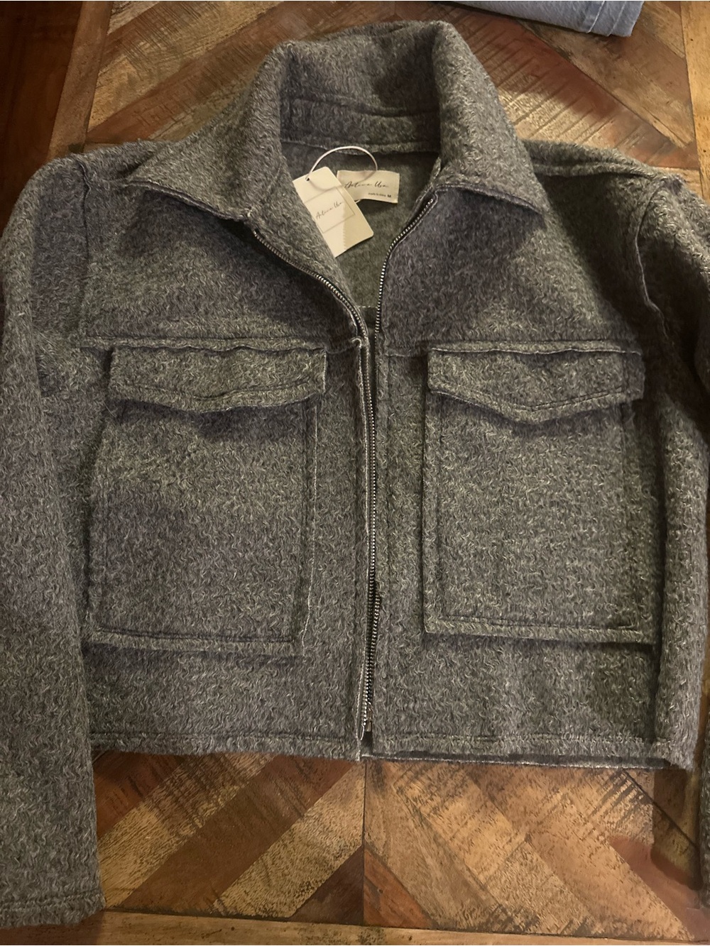 Women’s Gray Wool Zip-Front Jacket